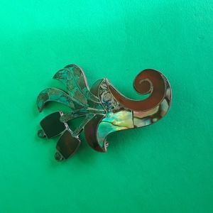 Vintage Mexican Sterling Silver Abalone Bouquet Brooch